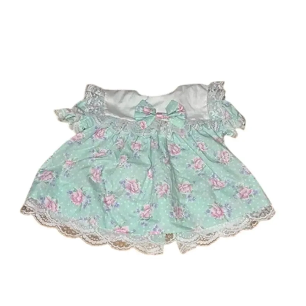 VTG Bryan & Co. Baby Girls Dress Size 0-3 Months Pastel Green Pink Floral Lace T